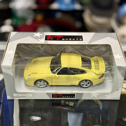 UT Models Porsche 911 993 Turbo S Fly-Bird Yellow 1/18 Scale Diecast Model Car | New - Product Image