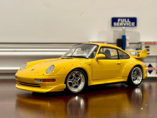 UT Models Porsche 911 GT2 993 Yellow 1/18 Scale Diecast Model Car - Product Image