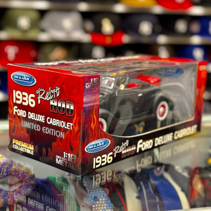 WELLY 1936 Ford Deluxe Cabriolet Retro Rod 1/18 Scale Diecast Model Car | Limited Edition - Product Image