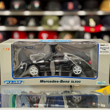 WELLY Mercedes Benz SL500 Nero Black 1/18 Scale Diecast Model Car | New - Product Image