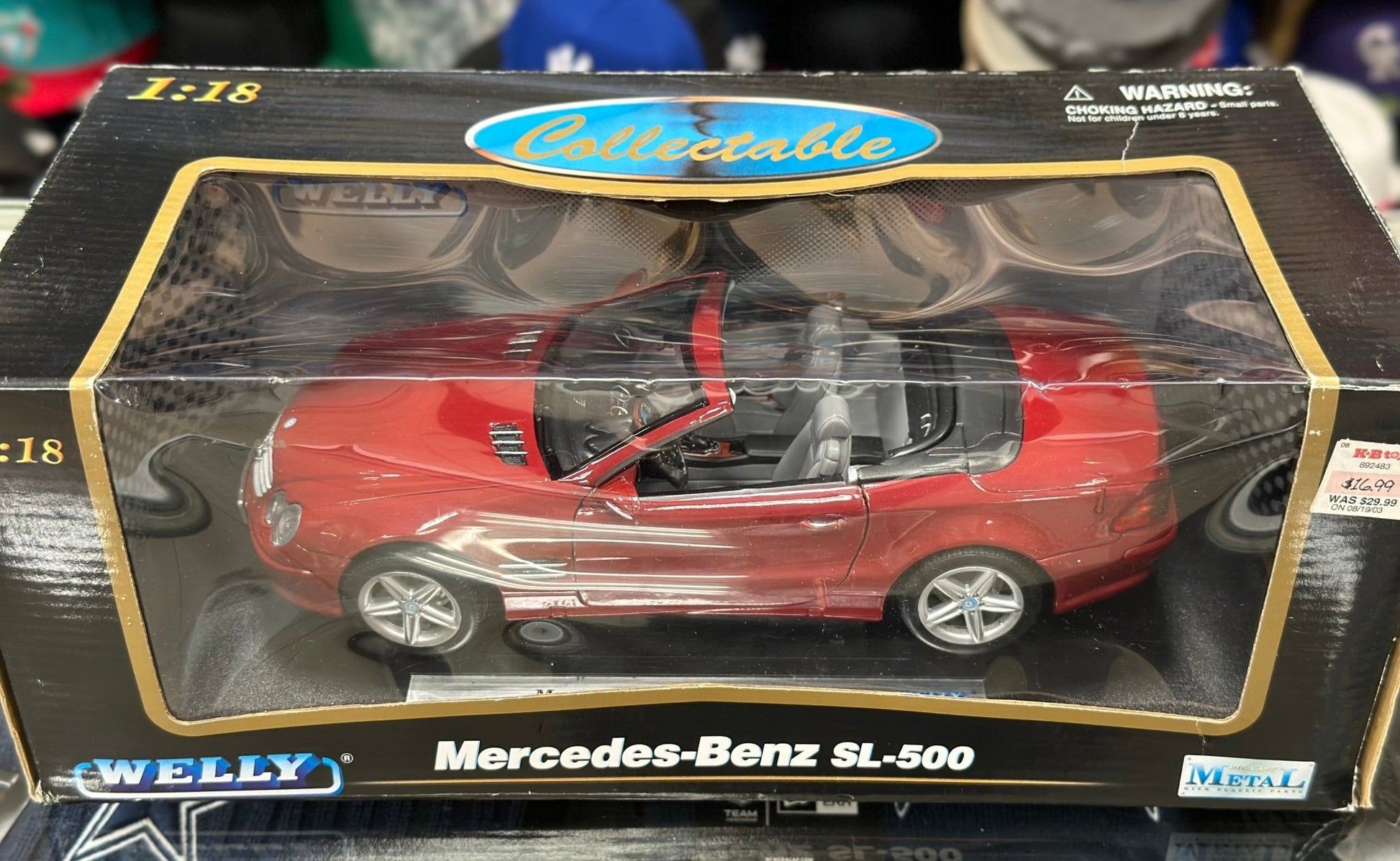 WELLY Mercedes Benz SL500 Red 1/18 Scale Diecast Model Car - Product Image
