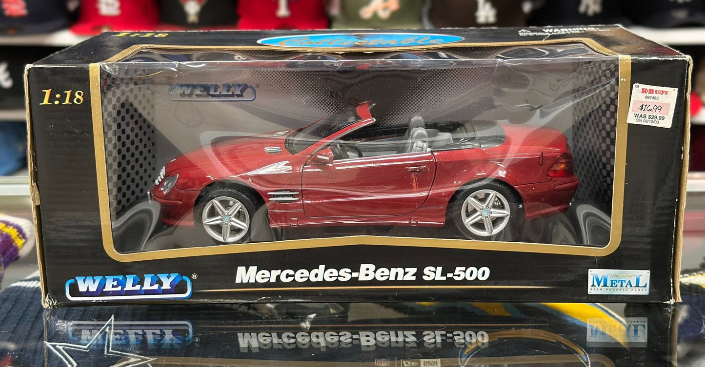WELLY Mercedes Benz SL500 Red 1/18 Scale Diecast Model Car - Product Image